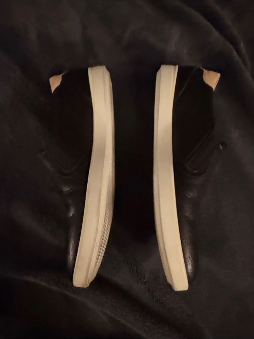 Ecco Black Leather Slip-On Sneakers with Tan Heel Tab